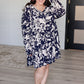 Worthwhile Moment Floral Tiered Dress in Oatmeal and Navy