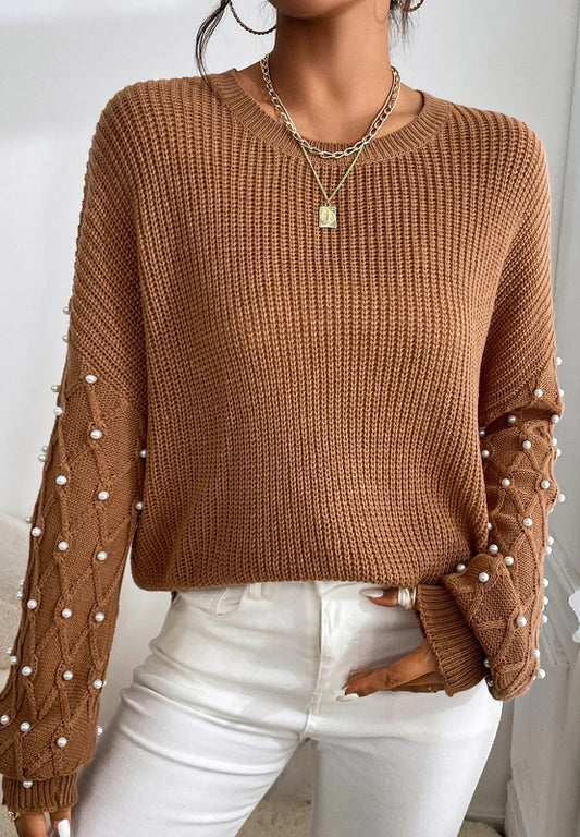 Pearl Detail Long Sleeve Sweater