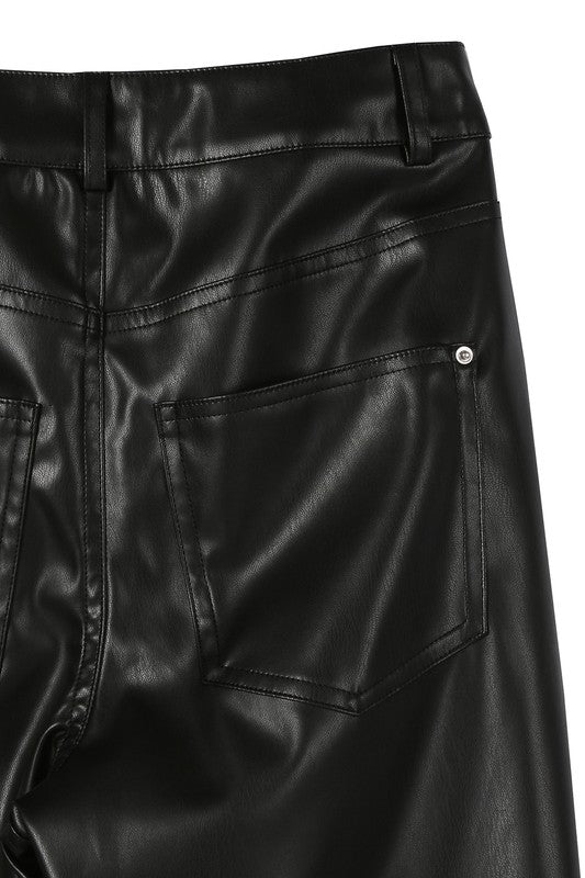 Vegan Leather Straight Leg Pants