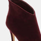 Wine Suede Stiletto Ankle Booties with Back Zippers