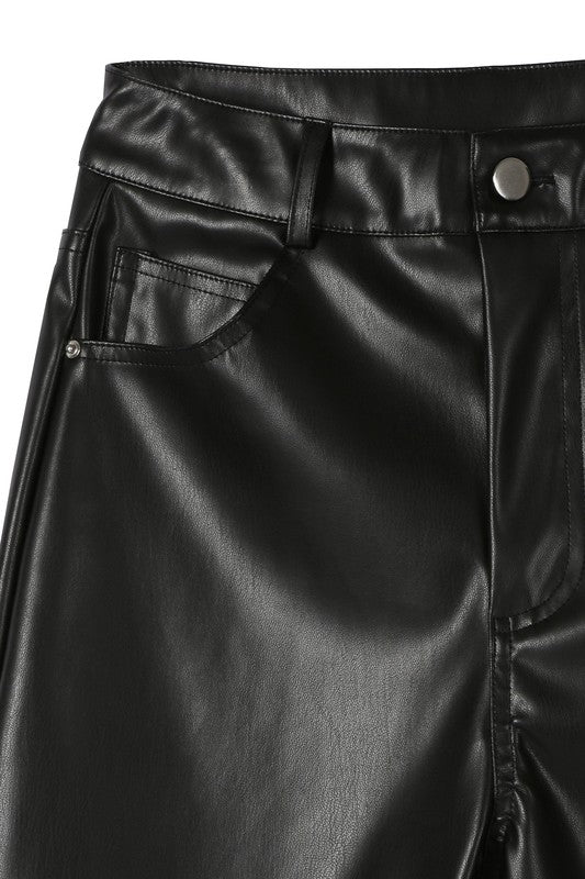 Vegan Leather Straight Leg Pants