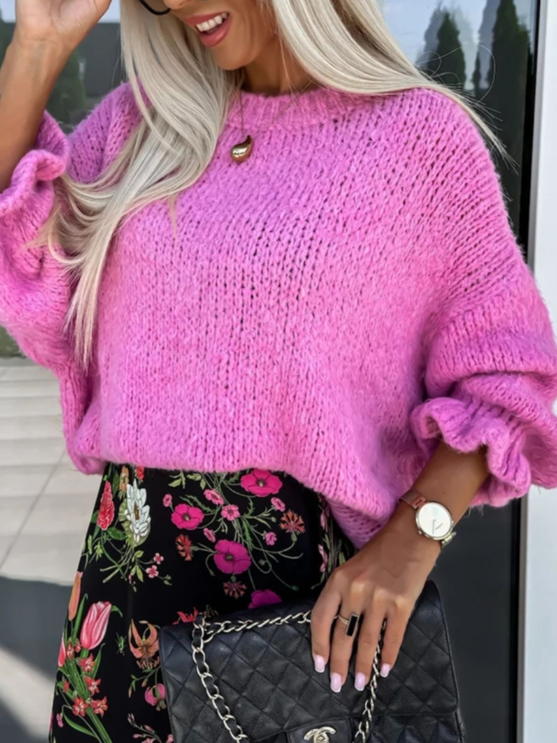 Frilled Sleeve Sweater