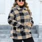 Plus Size Plaid Button Up Long Sleeve Coat