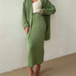 Pocketed Long Sleeve Cardigan and Skirt Sweater Set