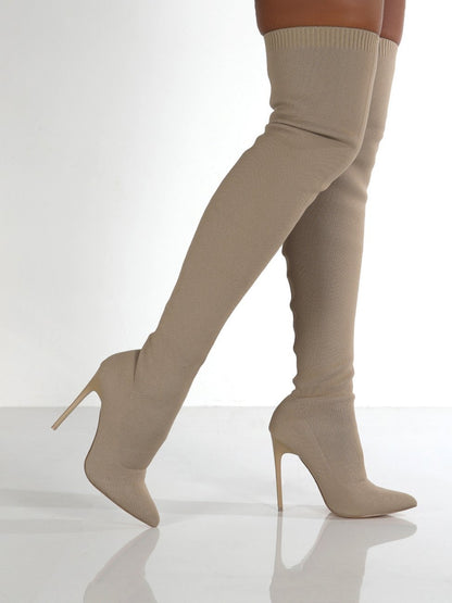 Pointed Toe Over Knee Stiletto Boots