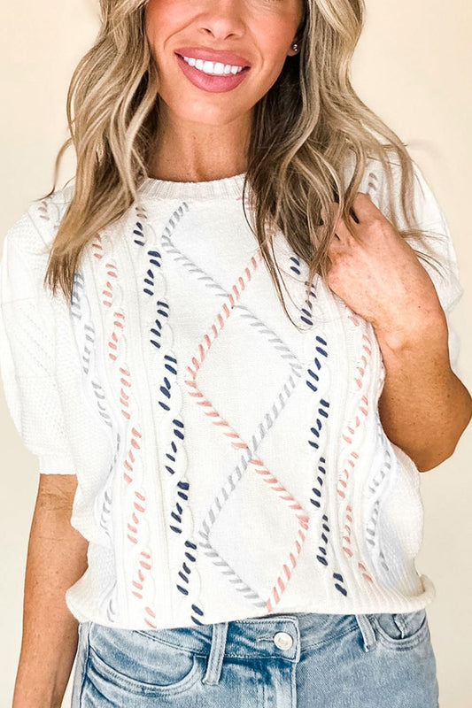 Cable Knit Half Sleeve Sweater