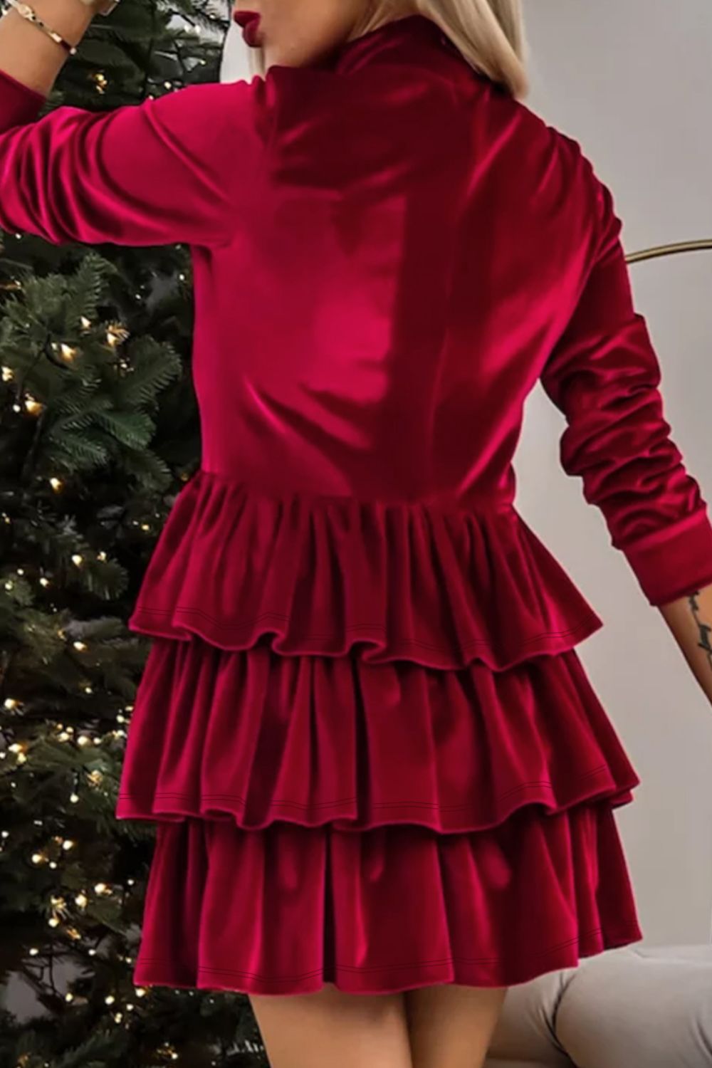 Ruffled Layers Long Sleeve Mini Dress