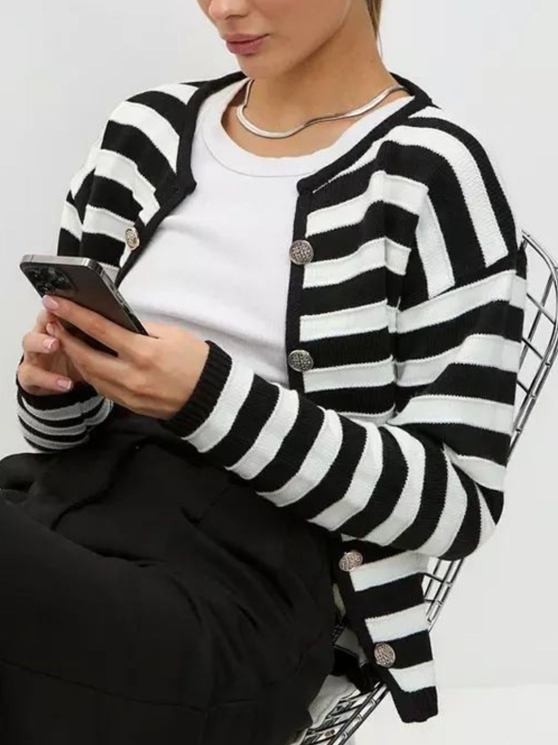 Effortless Striped Cardigan