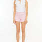 Kancan Raw Hem High Waist Pink Denim Shorts