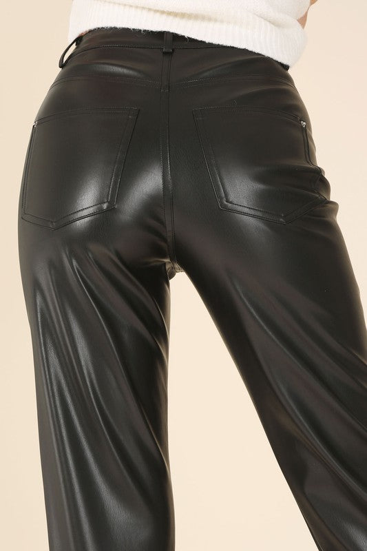 Vegan Leather Straight Leg Pants