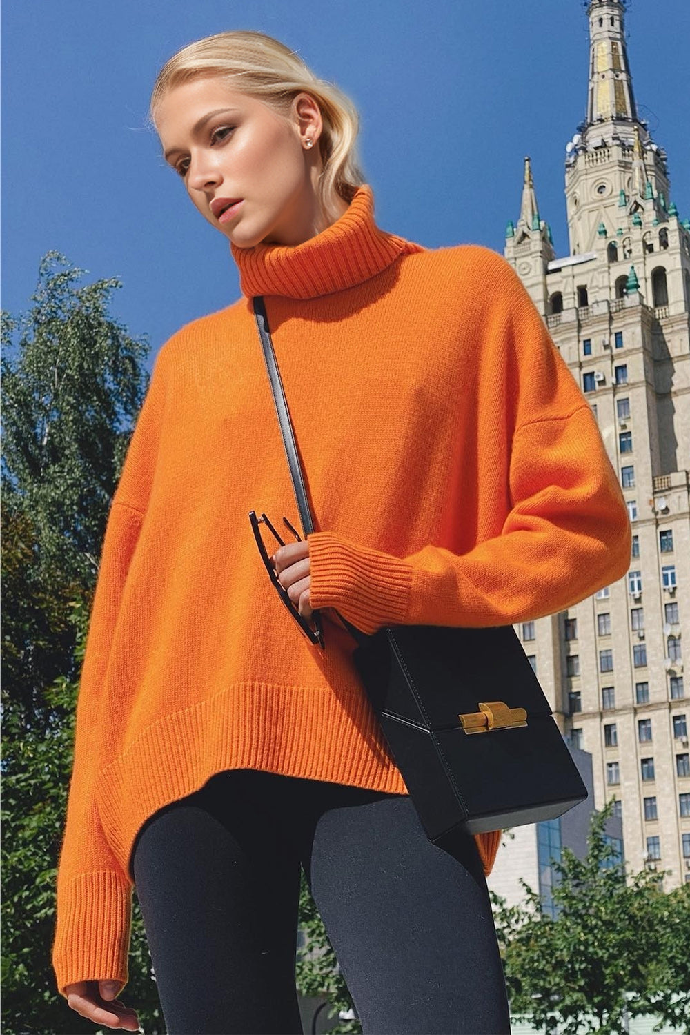 Basic Turtleneck Dropped Shoulder Sweater