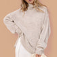 Side Slit Turtleneck Long Sleeve Sweater