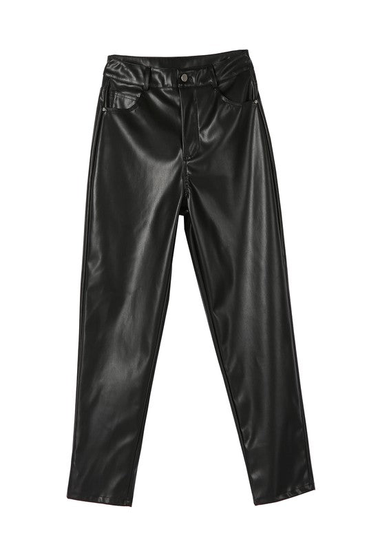 Vegan Leather Straight Leg Pants