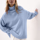 Side Slit Turtleneck Long Sleeve Sweater