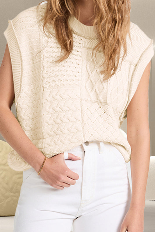 Cable-Knit Sleeveless Sweater Vest