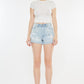 Kancan High Rise Repaired Mom Denim Shorts