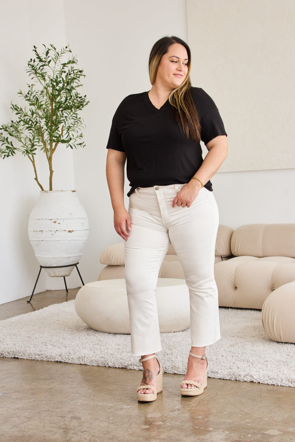 RFM Mini Mia Tummy Control High Waist Jeans in Off White