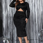 Plus Size Cutout Long Sleeve Dress