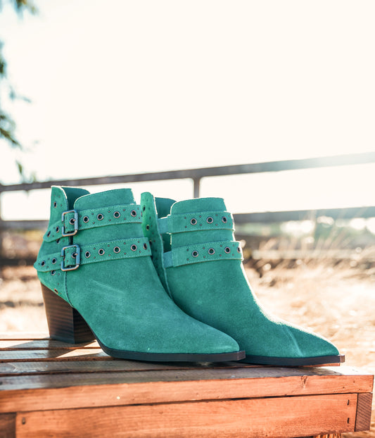 Sarah Leather Ankle Boot in Teal