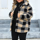 Plus Size Plaid Button Up Long Sleeve Coat