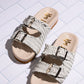 Intertwine Dual Woven Strap Slide in White