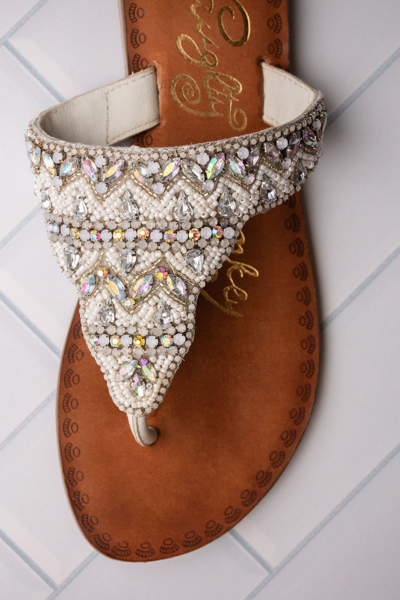 Loving U Jeweled Sandals in White