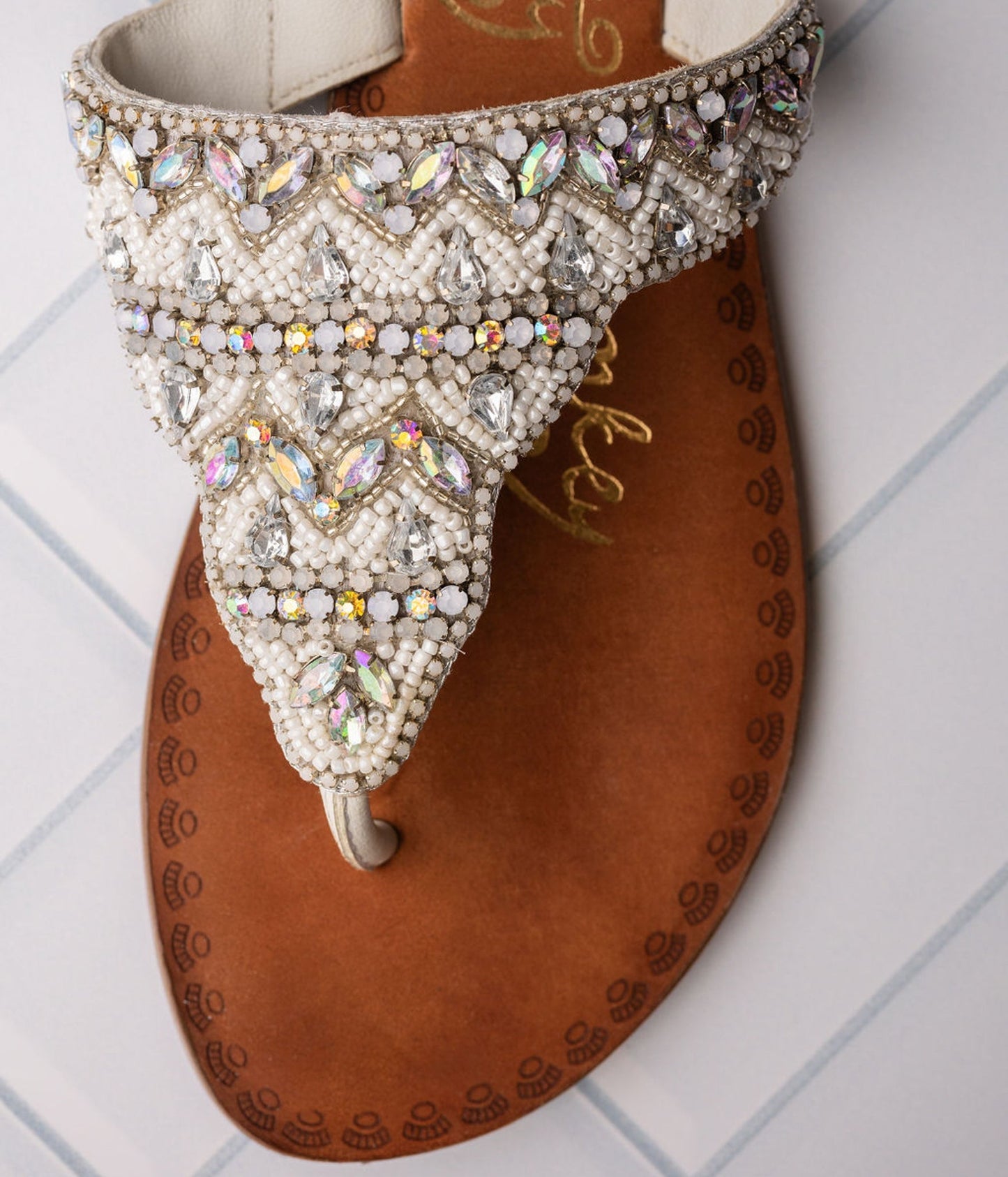 Loving U Jeweled Sandals in White