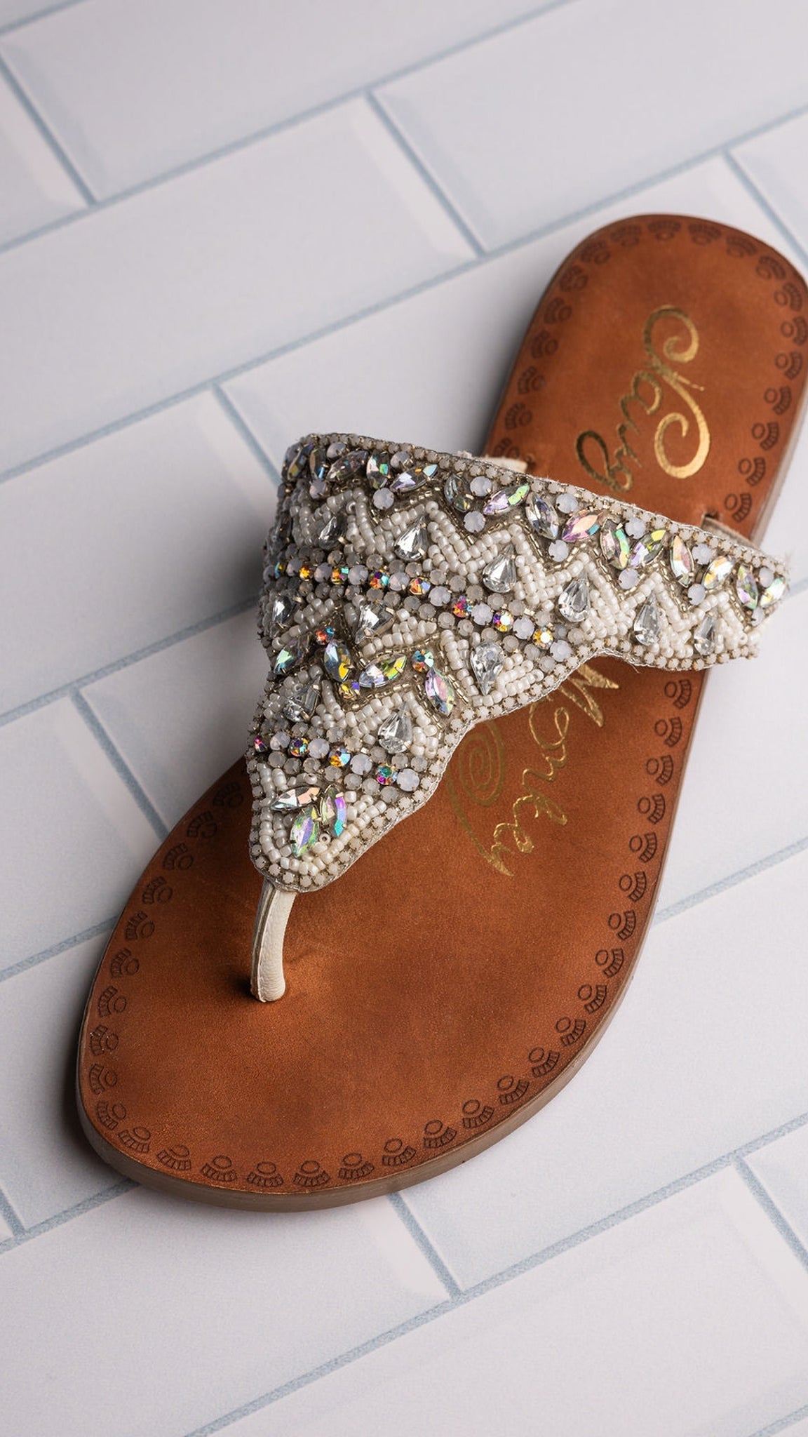 Loving U Jeweled Sandals in White