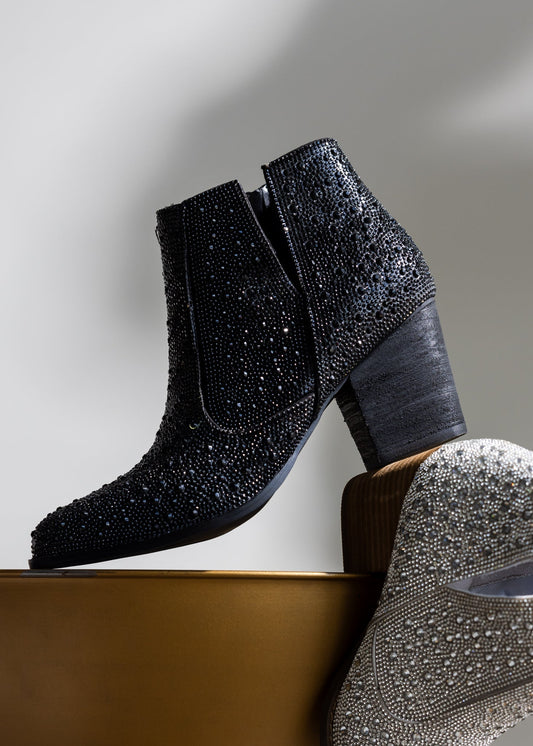 Rhinestone Bootie in Black